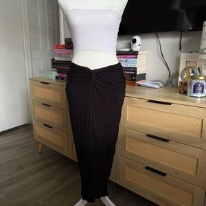 black low rise midi skirt